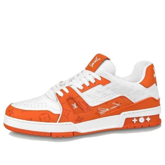 LOUIS VUITTON LV Trainers 'White Minimonogram Orange' 1ABOJY
