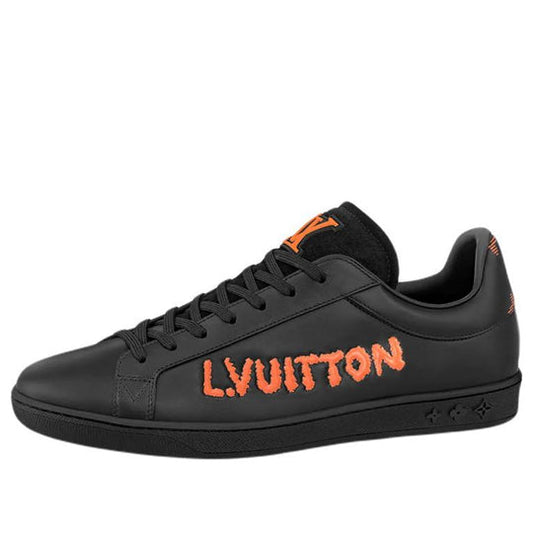 LOUIS VUITTON LV Luxembourg Samothrace Sneakers 'Black with Orange' 1A9JCP