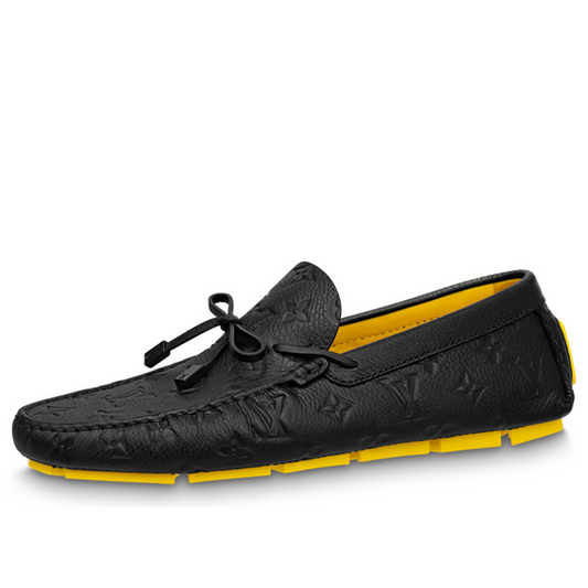 LOUIS VUITTON x YAYOI KUSAMA Moccasin Shoes 'Black Monogram with Yellow' 1ABD55