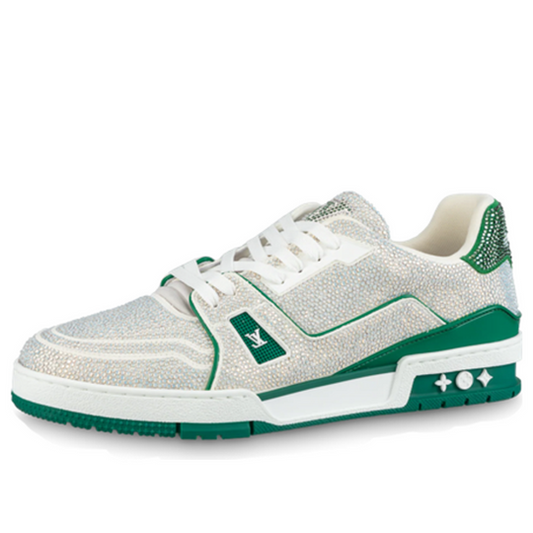 LOUIS VUITTON Trainer Sneakers 'Crystals White and Green' 1AARLE