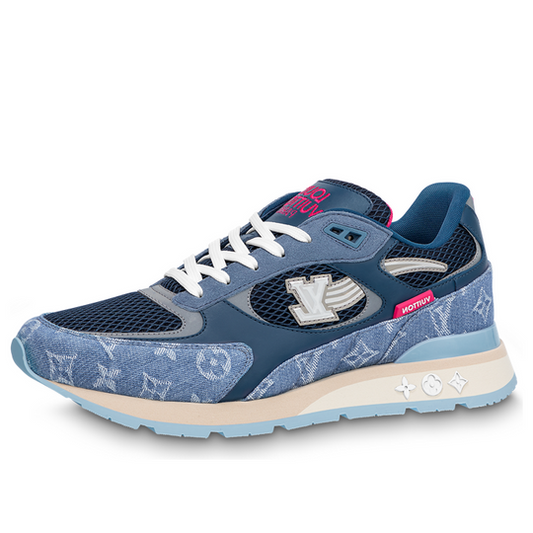 LOUIS VUITTON Run Away Sneakers 'Blue Monogram with Pink' 1ABFCG