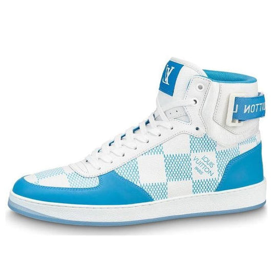 LOUIS VUITTON Rivoli Ankle Sneakers 'White with Blue Plaid' 1AA0D5