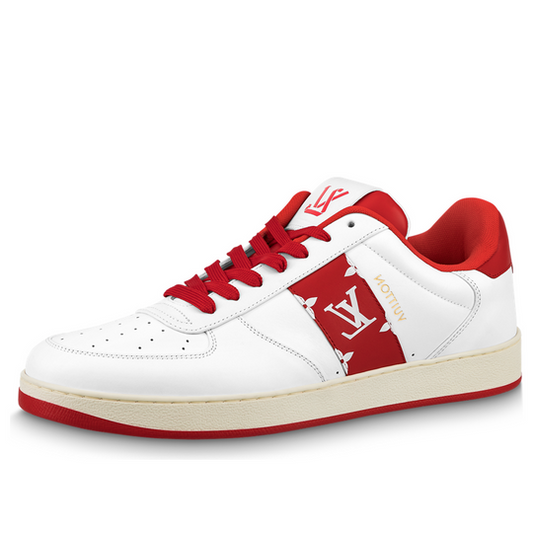 LOUIS VUITTON Rivoli Sneakers 'White with Red Side Monogram Band' 1AAV9J