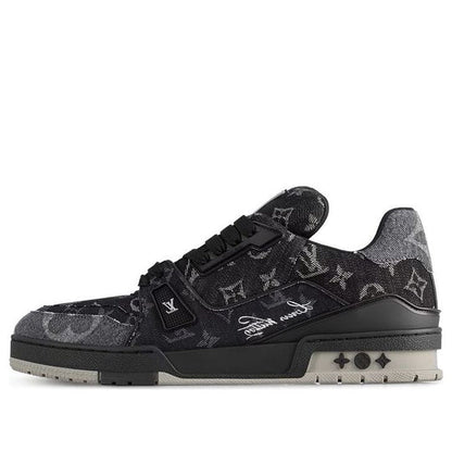 LOUIS VUITTON LV Trainer Sneakers 'Black Grey Denim Monogram' 1AC4ZB
