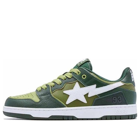 (WMNS) A BATHING APE Sk8 Sta Leather Low 'Green' 1J30-291-024-GREN