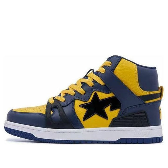 A BATHING APE Bape STA 93 High Leather 'Yellow Blue' 1J30-191-019-YELLOW