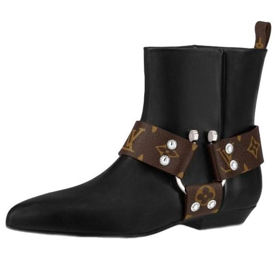(WMNS) LOUIS VUITTON Rhapsody Ankle Boots 'Black with Monogram Belt' 1A5SSZ