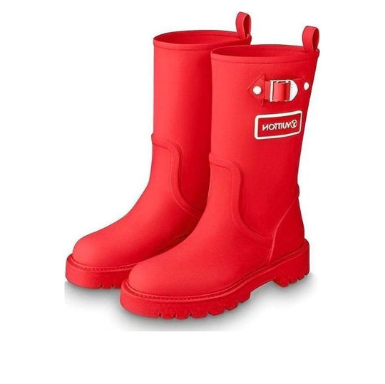 (WMNS) LOUIS VUITTON Territory Flat High Boots 'Red' 1A9H9M
