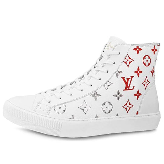 LOUIS VUITTON Tattoo Monogram Ankle Sneakers 'White Red Grey' 1A5Z0C