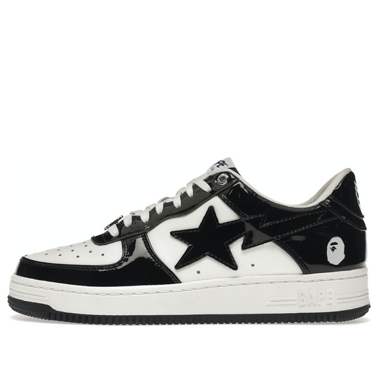 A Bathing Ape Bape STA 2021 Patent Leather 'Black White' BAPESTA2021-BLACK