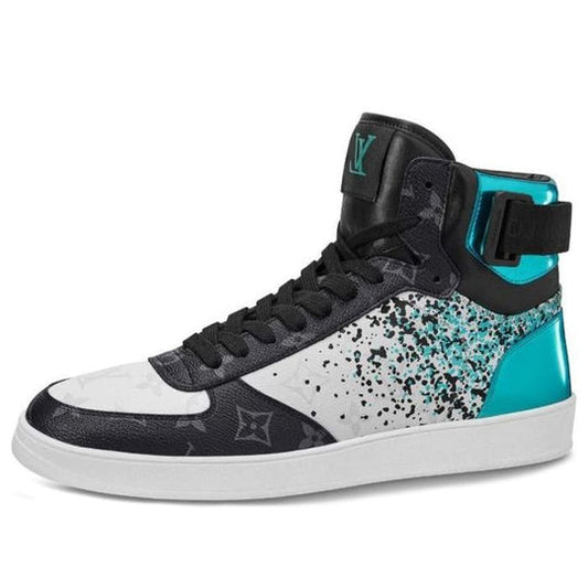 LOUIS VUITTON Rivoli Ankle Sneakers 'Metallic Blue with Black Monogram' 1A5YKP