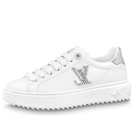 (WMNS) LOUIS VUITTON Time Out Sneakers 'White with Silver Rhinestone Logo' 1AAW10