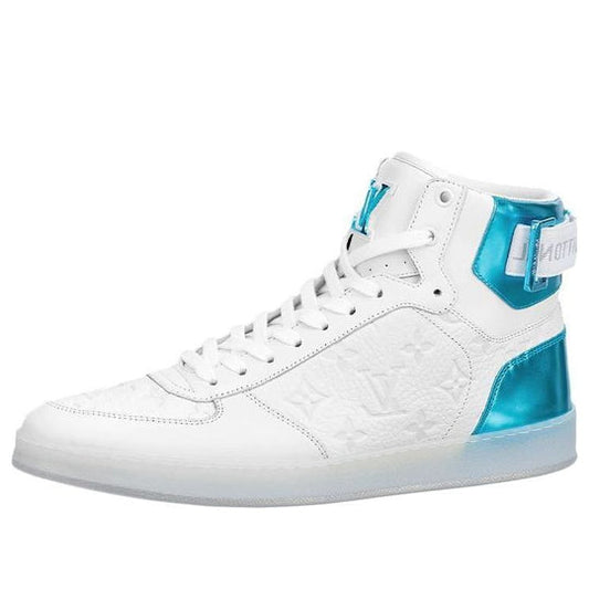 LOUIS VUITTON Rivoli Ankle Sneakers 'White Monogram with Metallic Blue' 1A8V8Q
