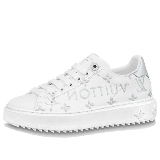 (WMNS) LOUIS VUITTON Time Out Sneakers 'White with Silver Monogram and Logo' 1AAVVA