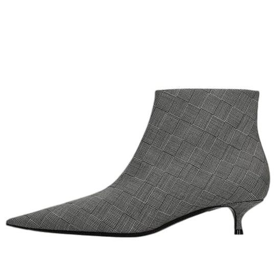 (WMNS) Balenciaga Wool Checked Knife Pointy Toe Boots 'Grey' 579218W1SR01214