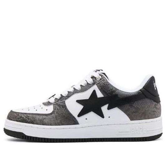 (WMNS) A BATHING APE Sta Leather Low 'Black White' 1I80-291-009-BLCKWHITE