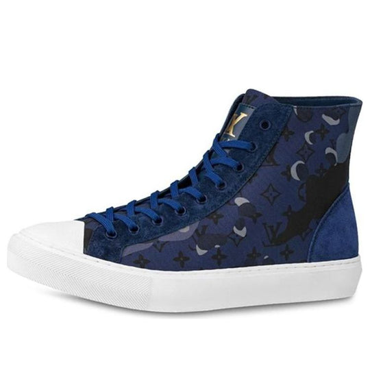 LOUIS VUITTON Tattoo Monogram Ankle Sneakers 'Blue Camo Monogram' 1A5YW1