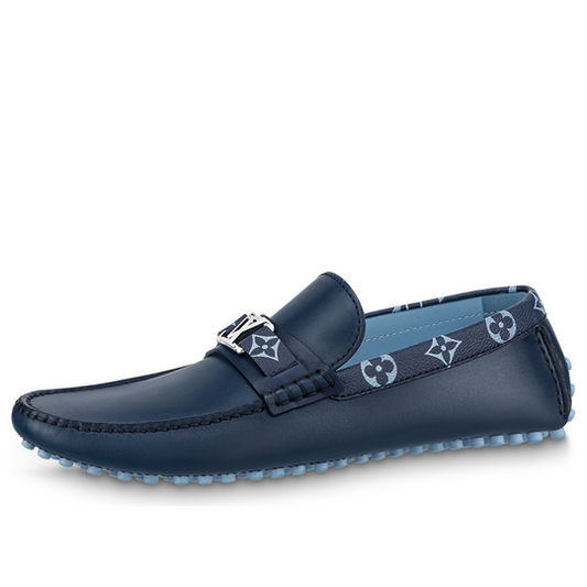 LOUIS VUITTON Hockenheim Moccasin Shoes 'Blue with Monogram Collar' 1AAN5H