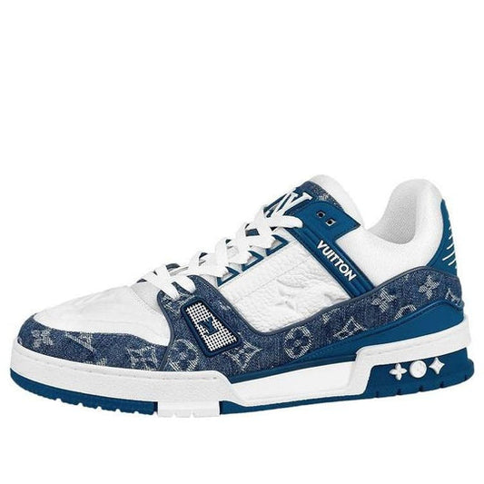 LOUIS VUITTON LV Trainers 'White with Denim Monogram' 1A9JGO