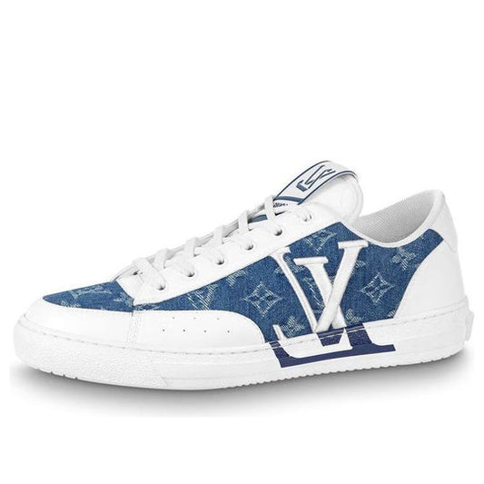 LOUIS VUITTON Charlie Sneakers 'White with Blue Denim Monogram' 1AA47X