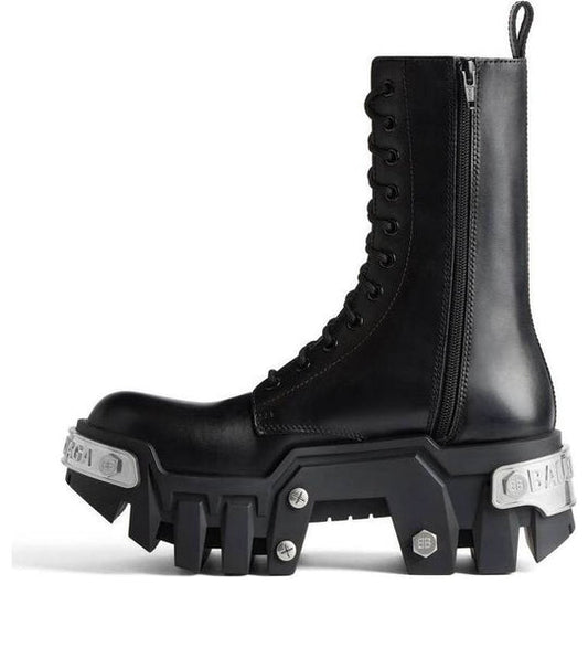 Balenciaga Bulldozer Lace Up Boots 'Black Matte Smooth Calfskin' 672502WBCQ11081
