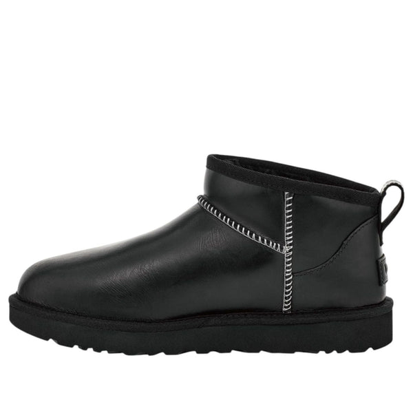 UGG(WMNS)  Classic Ultra Mini LTHR Regen Snow Boots 'Black'