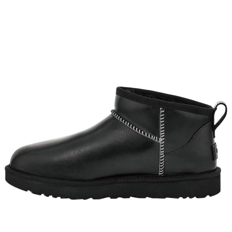UGG(WMNS)  Classic Ultra Mini LTHR Regen Snow Boots 'Black'
